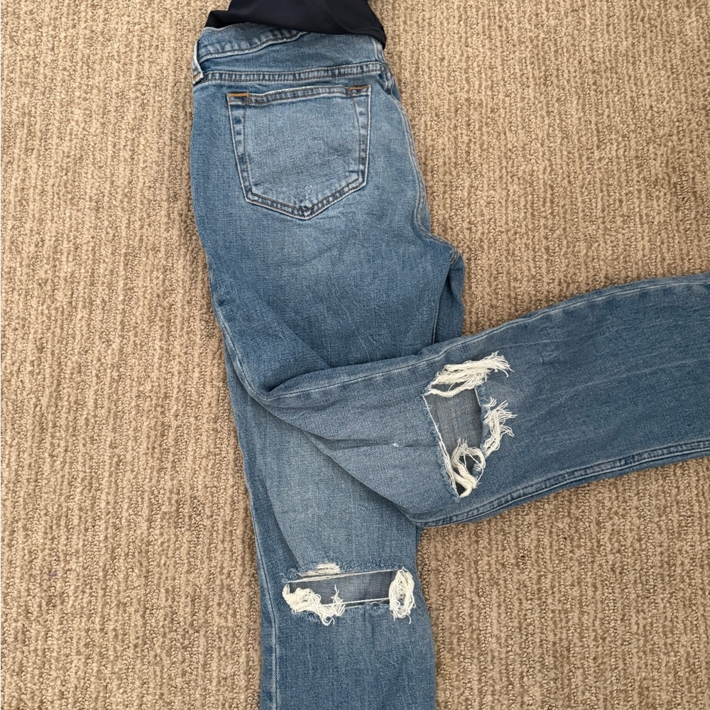 Abercrombie & Fitch Straight Leg Distressed Blue Jeans